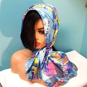 Picasso light blue purple and pink scarf